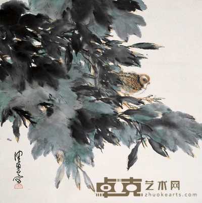 陈佩秋  花鸟 立轴 66×66cm